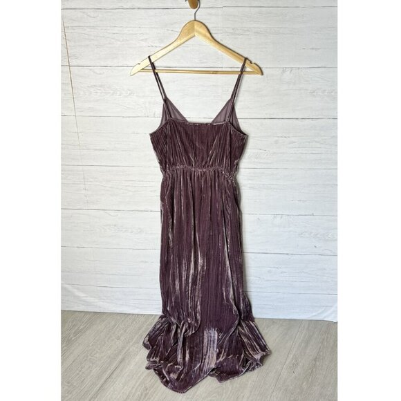 Lucky Brand Dress Womens Size XS Mauve Purple Faux Wrap Velvet Maxi Tulip Hem - Picture 12 of 16